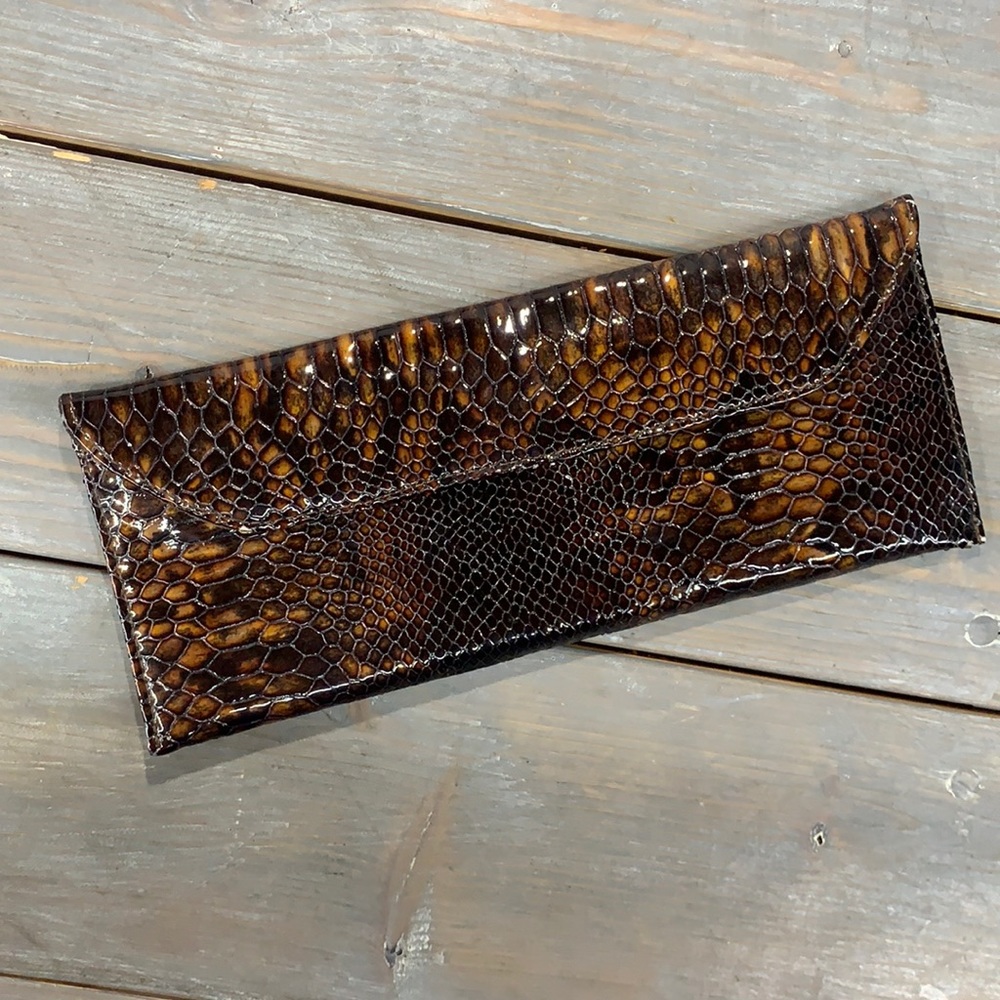 🖤🐍Viva Bags of California | Brown Faux Snake Skin Wallet Clutch | Pre-Owned